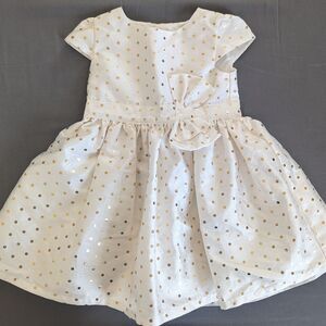 Carter's Baby Girls Bow Holiday Dress Cream Gold 9M